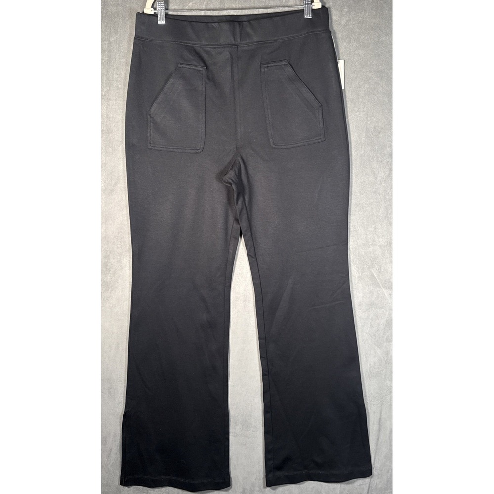 Maeve Anthropologie Eve Ponte Flare Wide Leg Pants Black Size XL Tall New NWT